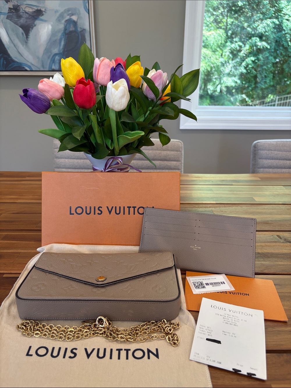 Authentic Louis Vuitton Pochette Felicie Monogram Empreinte Leather